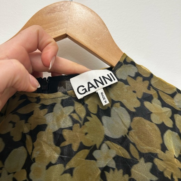 Ganni Yellow Puff Sleeve Mini Dress - Picture 3 of 7